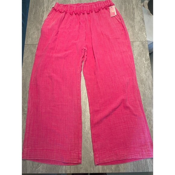 Simply Southern Pants - Simply Southern SZ XL  Pink Wide Leg Pants Women’s Pockets Gauzy Cool Comfort